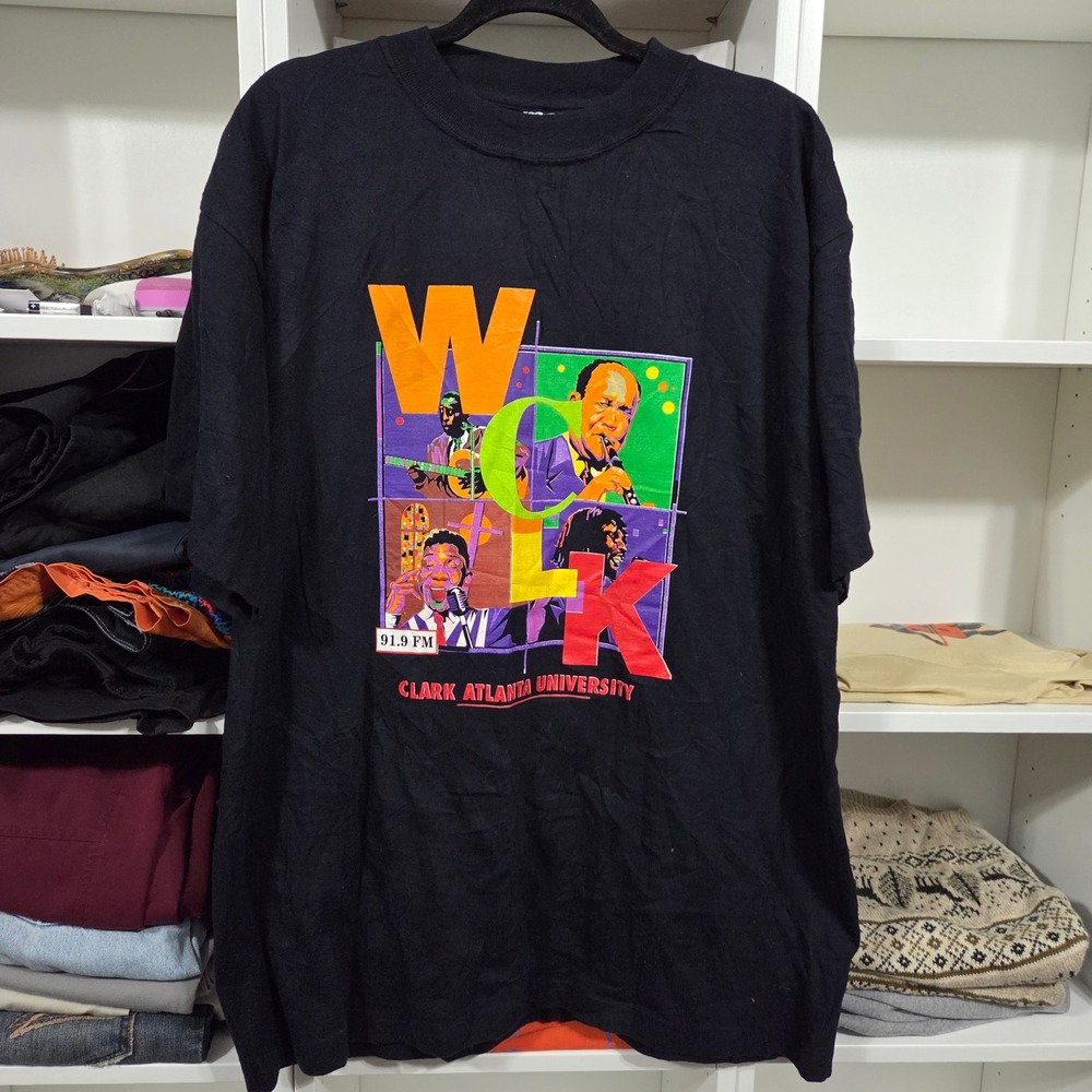 Vintage WCLK 91.9 FM Clark Atlanta University Jazz Radio T-Shirt Black XXL Mens